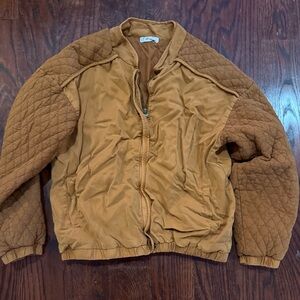 Anthropologie Tan Quilted Bomber Jacket